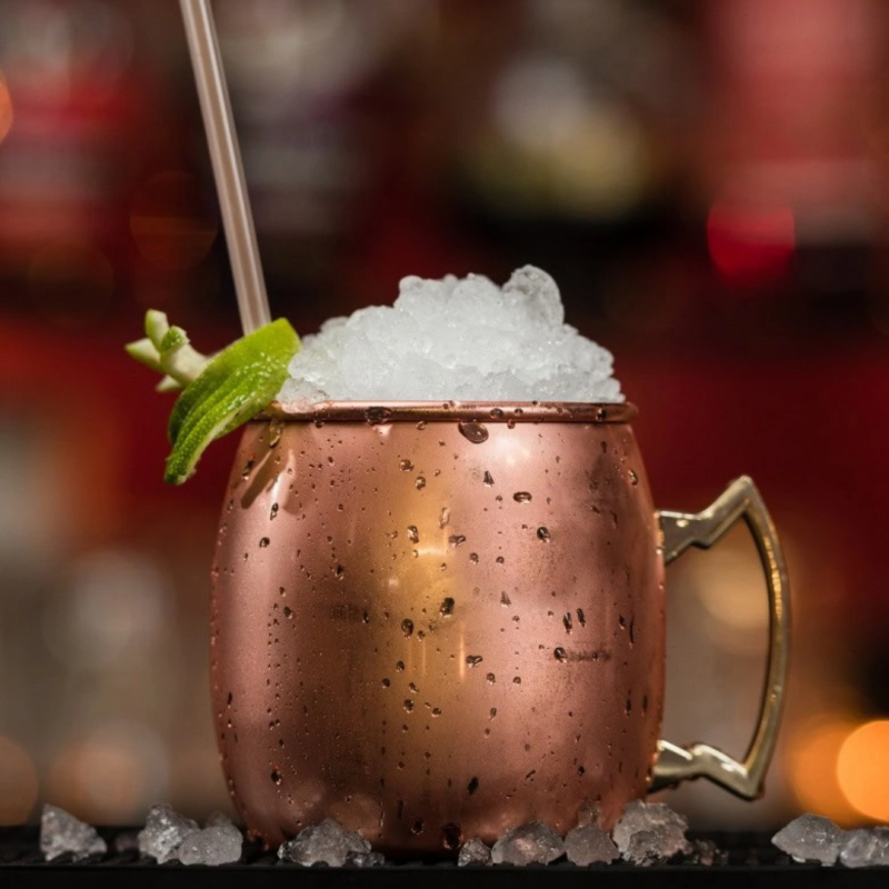 Curved Moscow Mule Mug Copper Plated with Brass Handle
