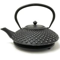Silver-Black Cast Iron Teapot