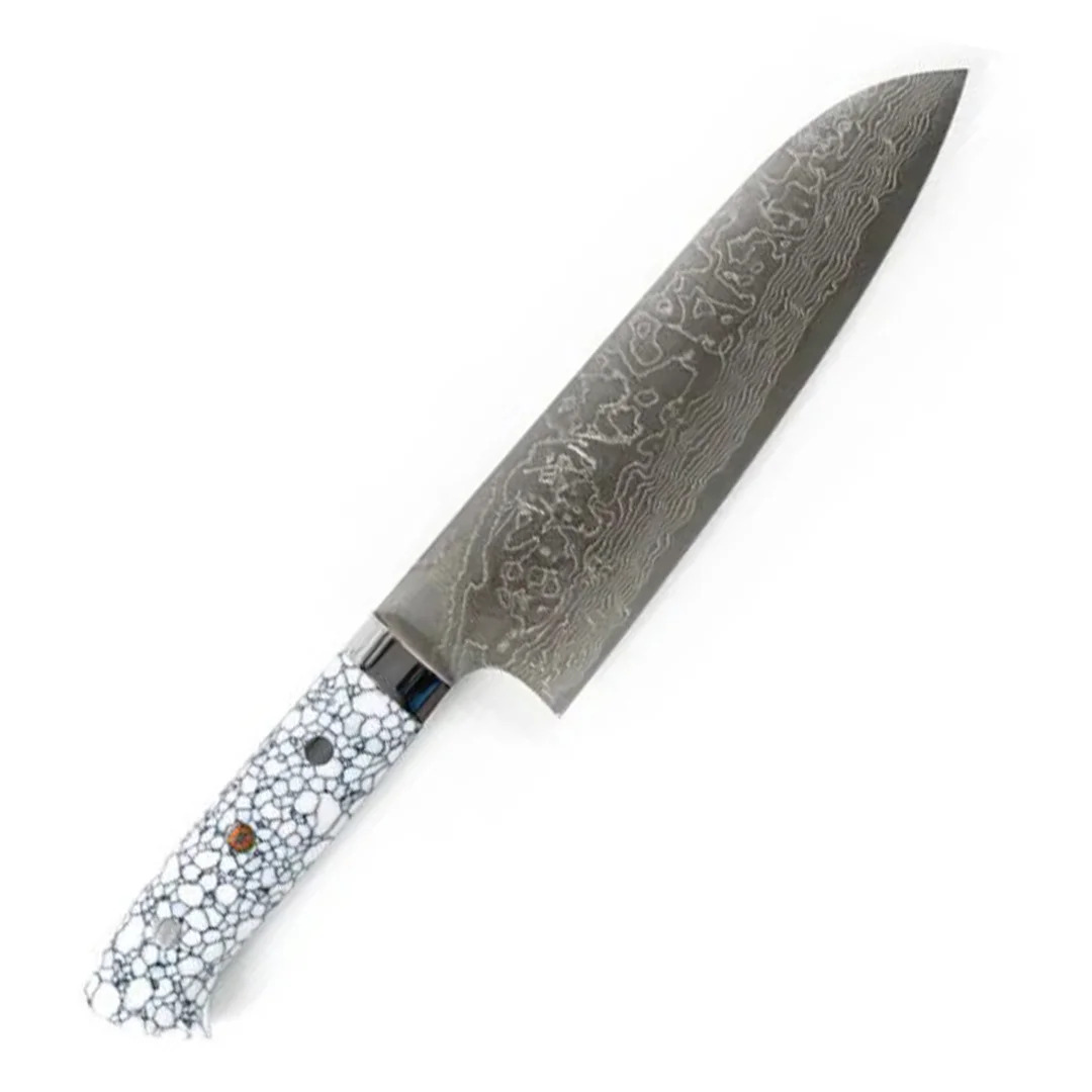 Saji SG2 White Turquoise Santoku 180mm