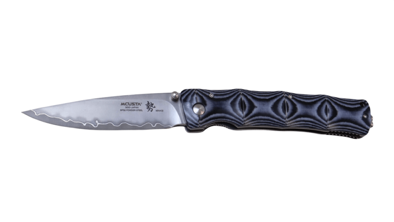 Folding Knife Blue Micarta SPG2 Steel