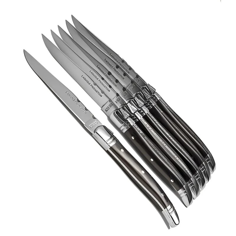 set of 6 steak knives- black