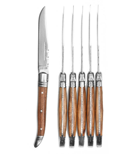 Laguiole Traditional Steak Knives Set of 6 (Brown)
