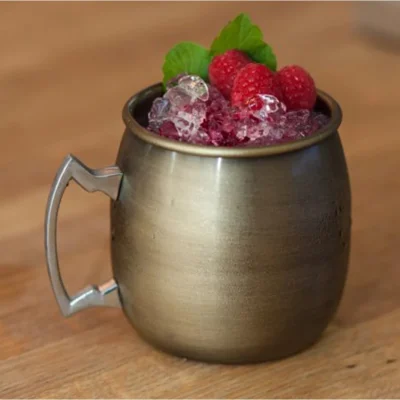 Antique Brass Plated Curved Moscow Mule Mug