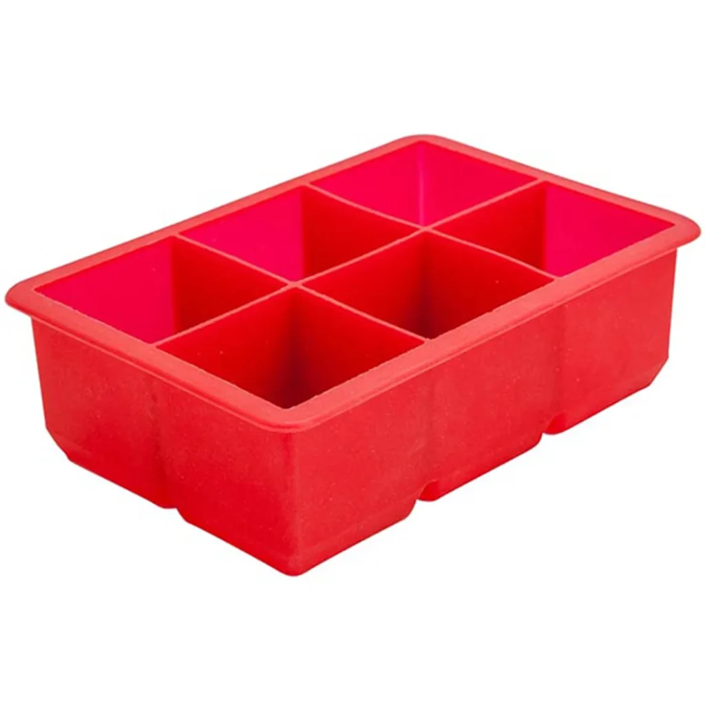 Silicone 6 Square Ice Cube Mould Red