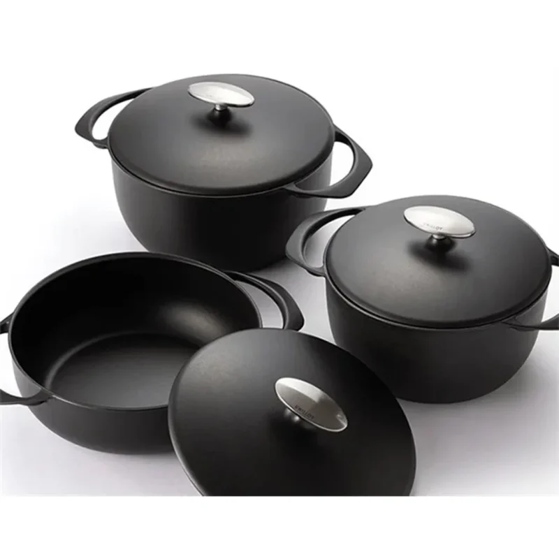 Unilloy Lightweight Cast Iron Shallow Casserole Black
