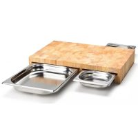 Continenta Cutting Board with 3 Stainless Steel Drawers
