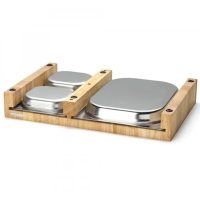 Continenta Cutting Board with 3 Stainless Steel Drawers