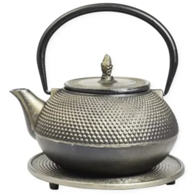 Arare Silver Gold Cast Iron Teapot