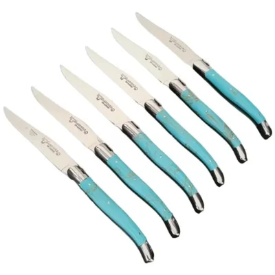 Laguiole Blue Turquoise Steak Knives Set of 6