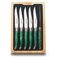Laguiole en Aubrac Green Resin Steak Knives Set of 6