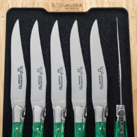 Laguiole en Aubrac Green Resin Steak Knives Set of 6