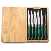 Laguiole en Aubrac Green Resin Steak Knives Set of 6