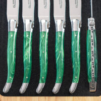 Laguiole en Aubrac Green Resin Steak Knives Set of 6