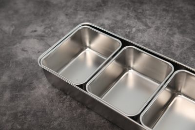 Yakumi Stainless Steel Condiment Holder With 4 L Inserts