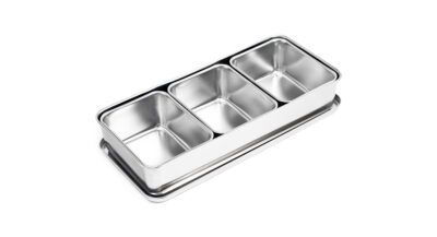Yakumi Stainless Steel Condiment Holder With 3 L Inserts