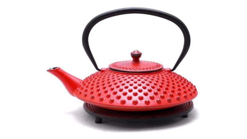 Red Cast Iron Teapot