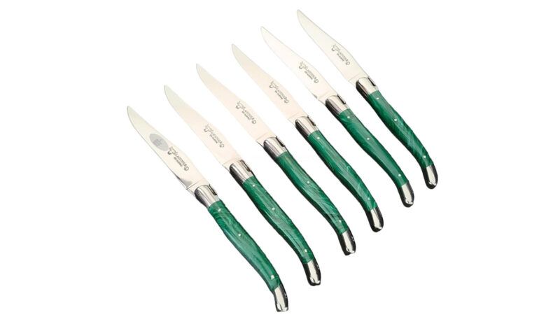 Laguiole Green Resin Steak Knives Set of 6