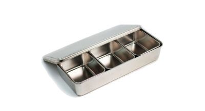 Yakumi Stainless Steel Condiment Holder With 3 L Inserts