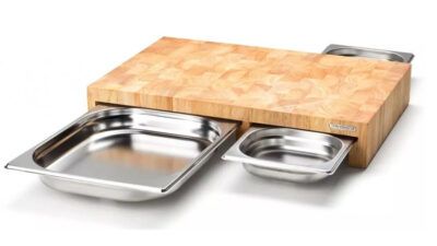 Continenta Cutting Board with 3 Stainless Steel Drawers