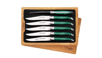 Laguiole Green Resin Steak Knives Set of 6