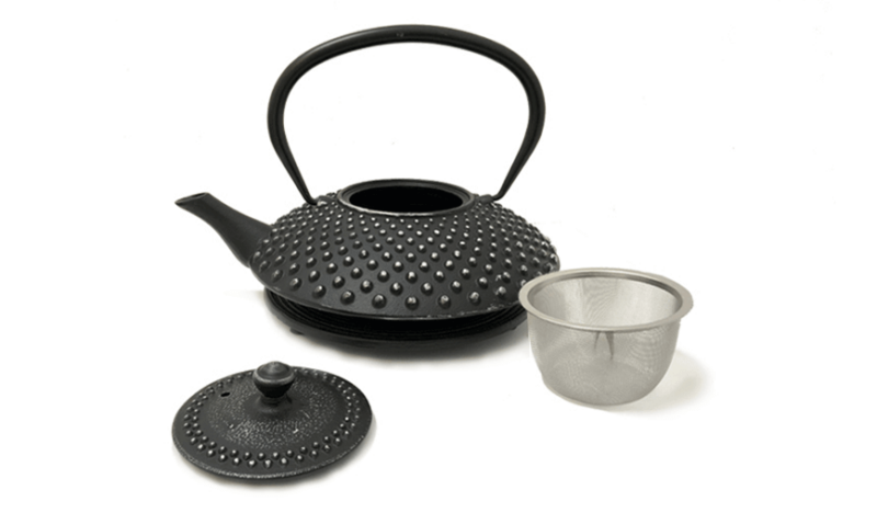 Silver-Black Cast Iron Teapot