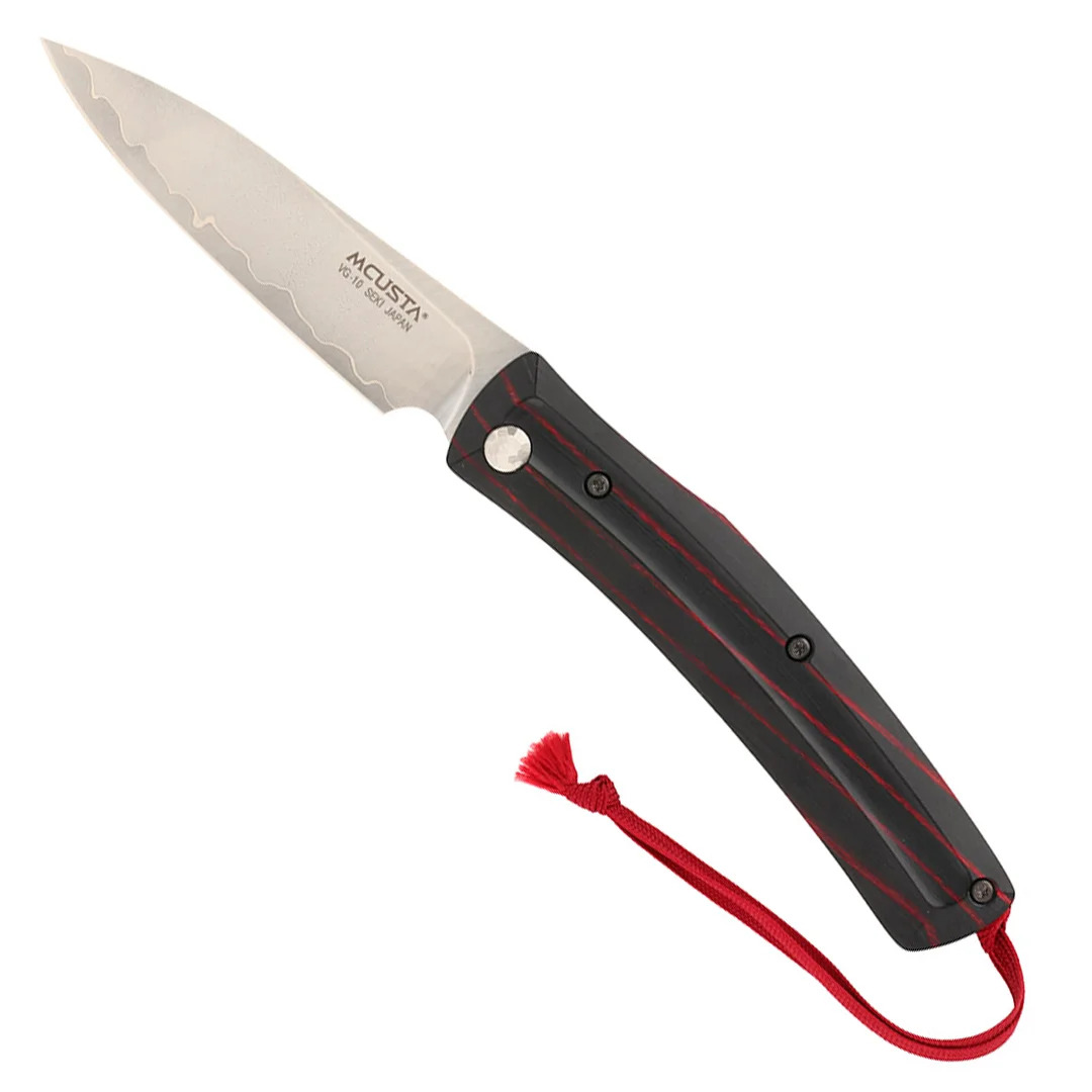 mcusta friction folder red folding knife
