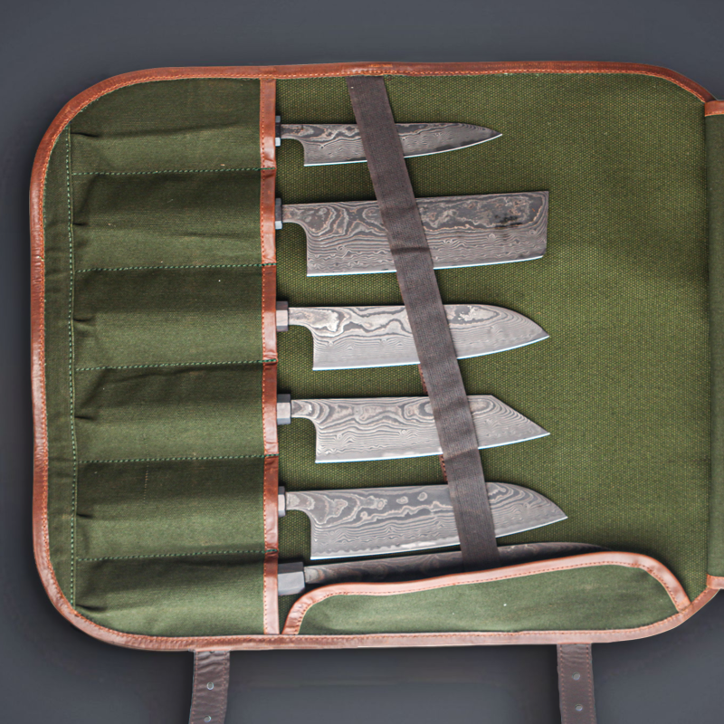 Canvas & Leather Knife Roll (2 Sizes)