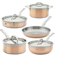 Hestan Copper Stainless Steel Pots & Pans Set – 9 Piece with Lids (Fry Pan, Saucepans, Stockpot, Sauté Pan)