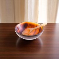 JKC Round Salt-Pepper Flame Horn Bowl & Spoon Set