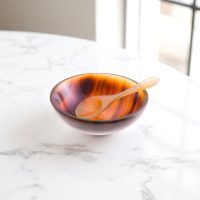 JKC Round Salt-Pepper Flame Horn Bowl & Spoon Set