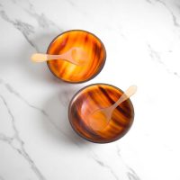 JKC Round Salt-Pepper Flame Horn Bowl & Spoon Set