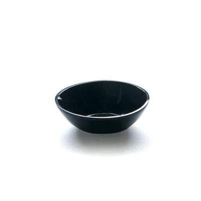 JKC Round Salt-Pepper Black Horn Bowl & Spoon Set