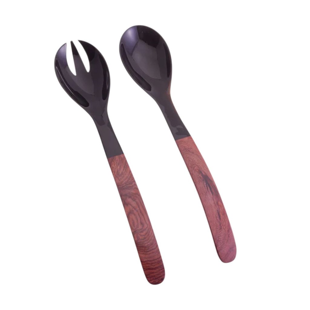 JKC Black Horn-Wood Salad Server