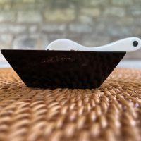 JKC Square Salt-Pepper Black Horn Bowl & Spoon Set