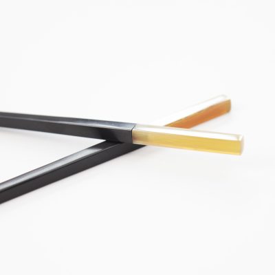 JKC Square Black Wood Chopsticks with Horn Tip