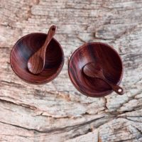 JKC Round Salt-Pepper Bowl & Spoon Set