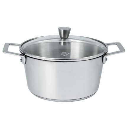 Cristel 1826 Stew Pot with Glass Lid - Fixed Handle