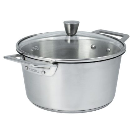 Cristel 1826 Stew Pot with Glass Lid - Fixed Handle
