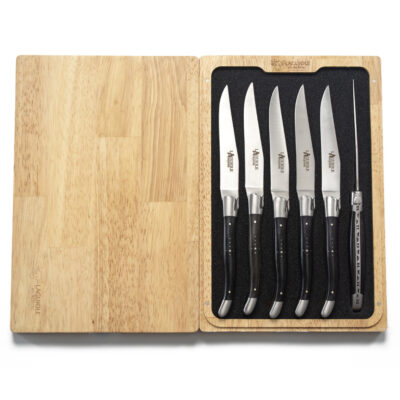 Laguiole en Aubrac Aveyron Ebony Steak Knife Set of 6