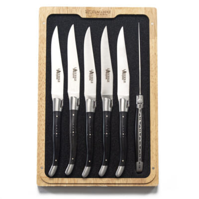 Laguiole en Aubrac Aveyron Ebony Steak Knife Set of 6