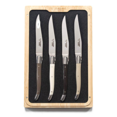 Laguiole en Aubrac Corian Coffee Steak Knife Set of 4