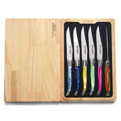 Laguiole en Aubrac Mix Pearly Colour Steak Knife Set of 6