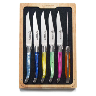 Laguiole en Aubrac Mix Pearly Colour Steak Knife Set of 6
